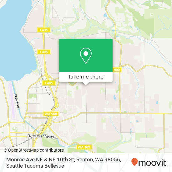 Mapa de Monroe Ave NE & NE 10th St, Renton, WA 98056