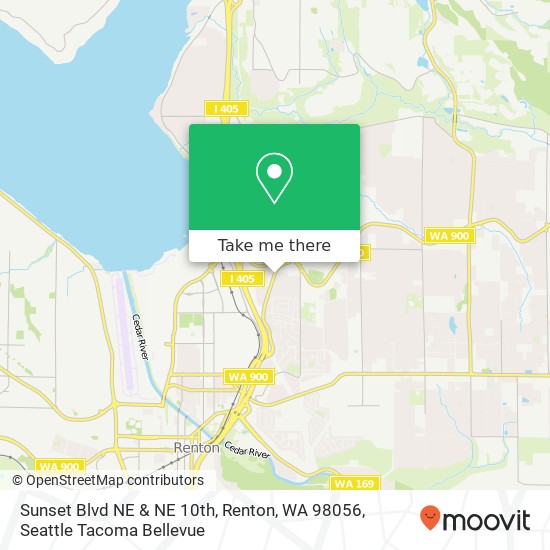 Mapa de Sunset Blvd NE & NE 10th, Renton, WA 98056