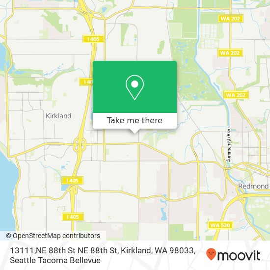 Mapa de 13111,NE 88th St NE 88th St, Kirkland, WA 98033