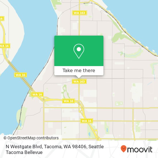Mapa de N Westgate Blvd, Tacoma, WA 98406