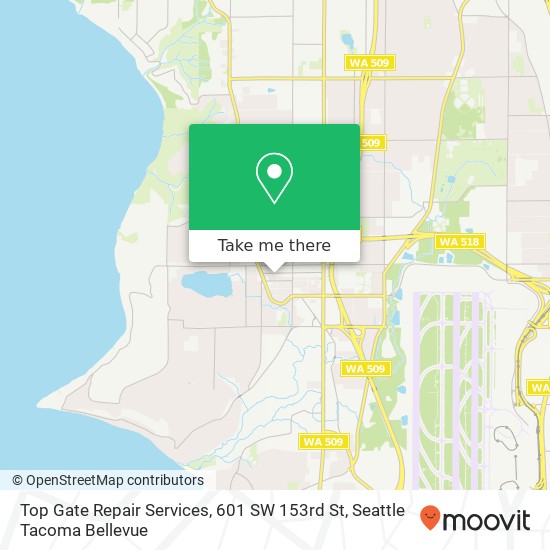 Mapa de Top Gate Repair Services, 601 SW 153rd St