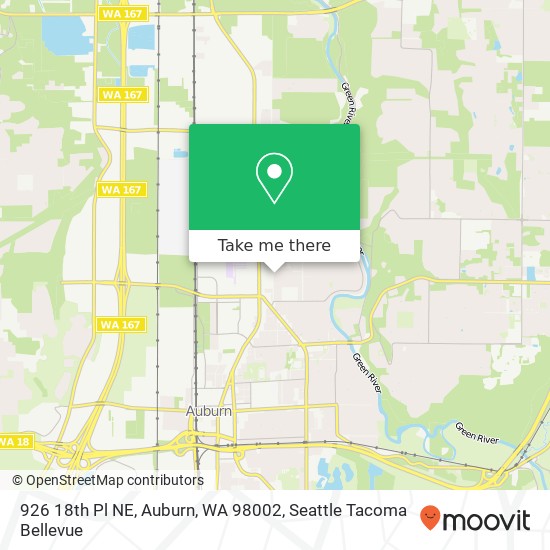 Mapa de 926 18th Pl NE, Auburn, WA 98002
