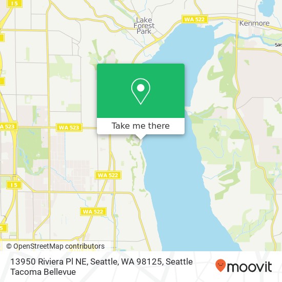 Mapa de 13950 Riviera Pl NE, Seattle, WA 98125