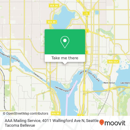 Mapa de AAA Mailing Service, 4011 Wallingford Ave N