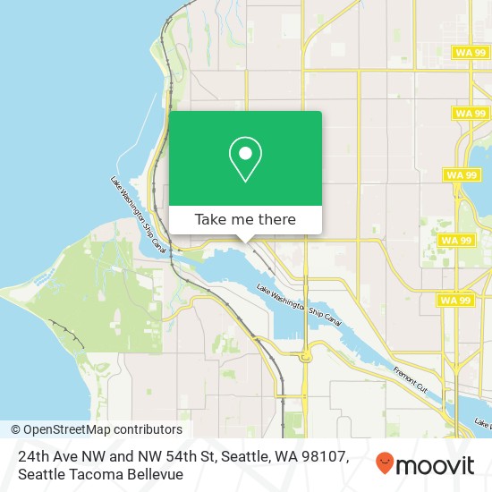 Mapa de 24th Ave NW and NW 54th St, Seattle, WA 98107