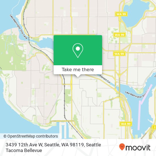 Mapa de 3439 12th Ave W, Seattle, WA 98119