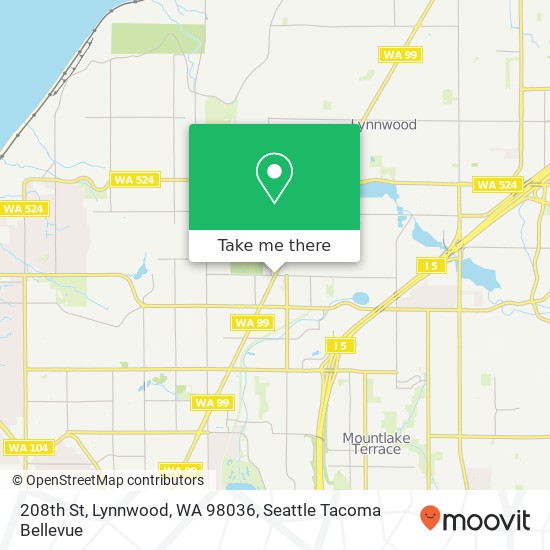 Mapa de 208th St, Lynnwood, WA 98036