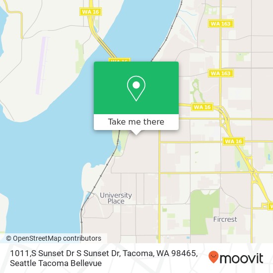 Mapa de 1011,S Sunset Dr S Sunset Dr, Tacoma, WA 98465