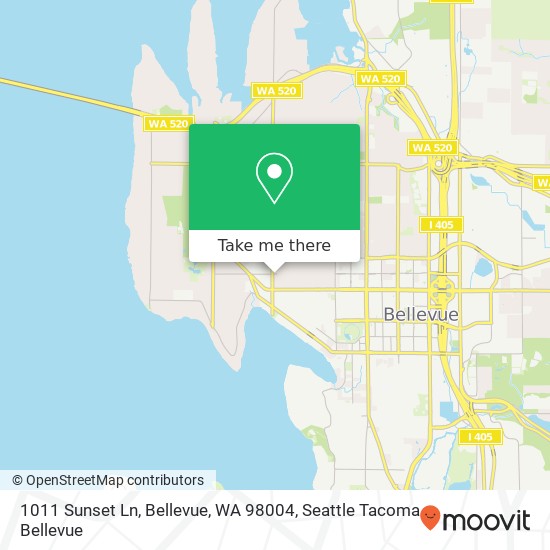 Mapa de 1011 Sunset Ln, Bellevue, WA 98004