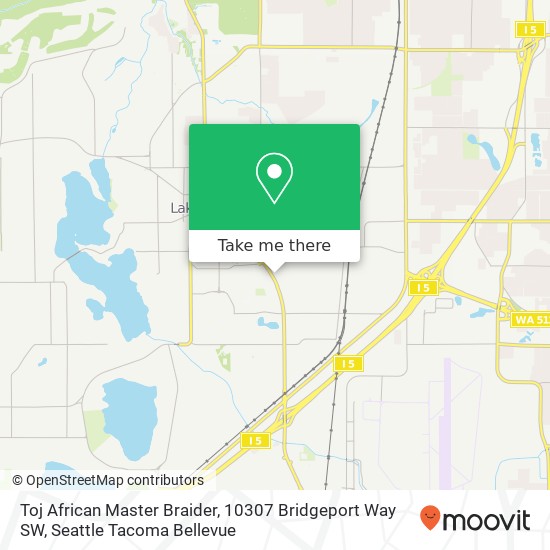 Mapa de Toj African Master Braider, 10307 Bridgeport Way SW