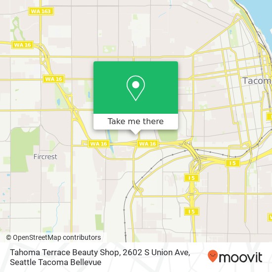 Mapa de Tahoma Terrace Beauty Shop, 2602 S Union Ave