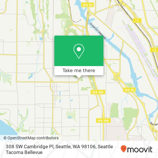 Mapa de 308 SW Cambridge Pl, Seattle, WA 98106