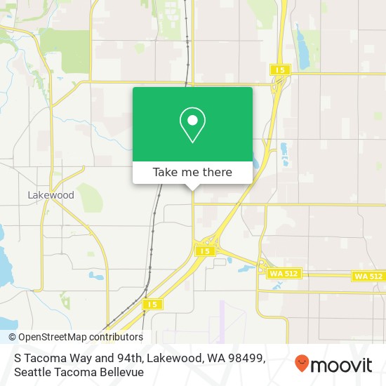 S Tacoma Way and 94th, Lakewood, WA 98499 map