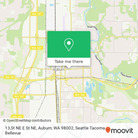 Mapa de 13,St NE E St NE, Auburn, WA 98002