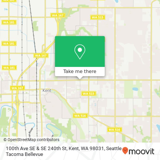 100th Ave SE & SE 240th St, Kent, WA 98031 map