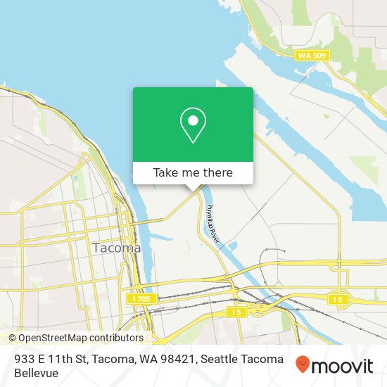 Mapa de 933 E 11th St, Tacoma, WA 98421