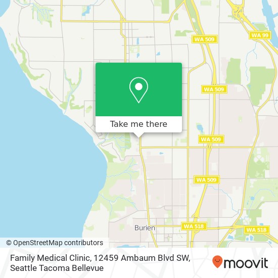 Mapa de Family Medical Clinic, 12459 Ambaum Blvd SW