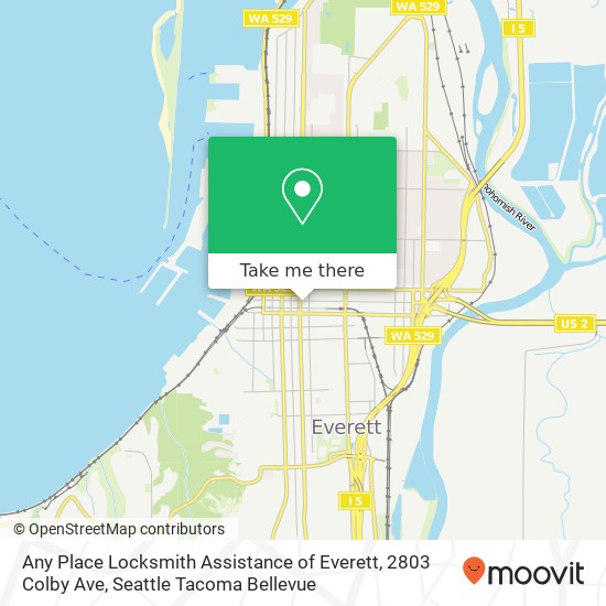 Mapa de Any Place Locksmith Assistance of Everett, 2803 Colby Ave