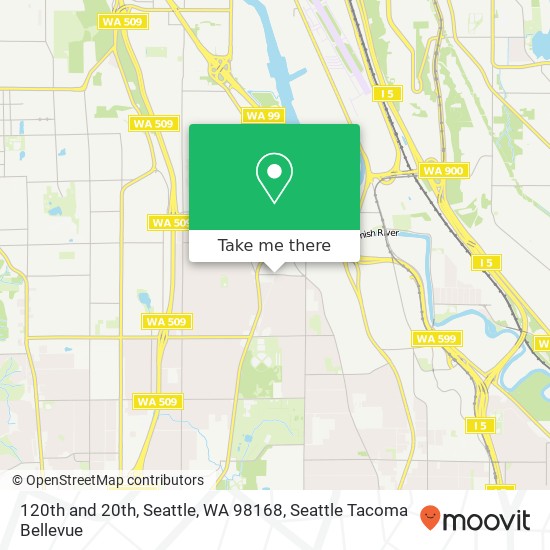 120th and 20th, Seattle, WA 98168 map
