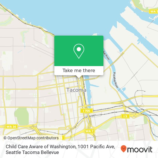Mapa de Child Care Aware of Washington, 1001 Pacific Ave