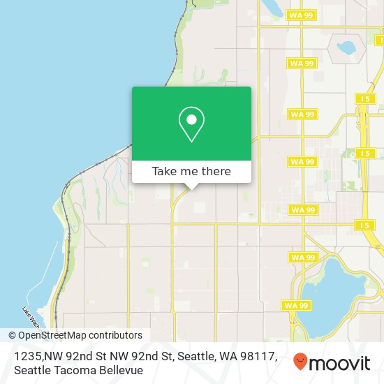 Mapa de 1235,NW 92nd St NW 92nd St, Seattle, WA 98117
