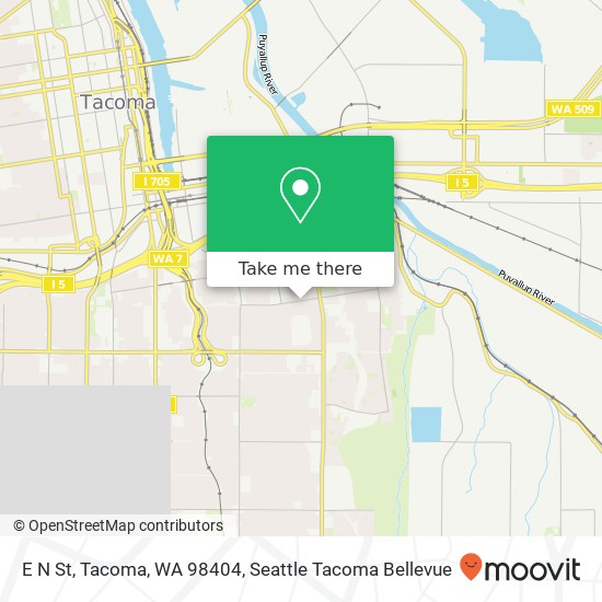Mapa de E N St, Tacoma, WA 98404