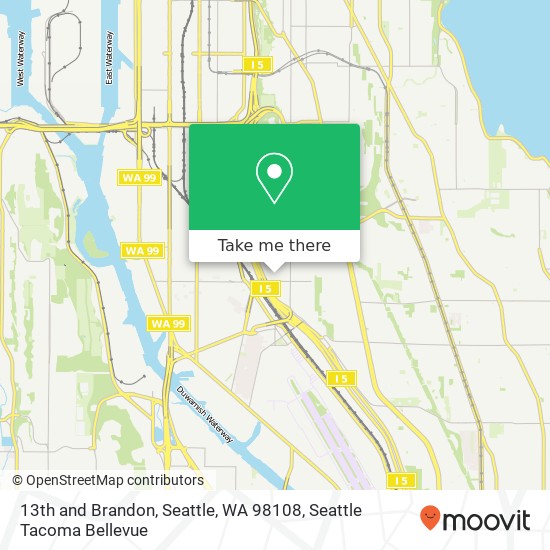 13th and Brandon, Seattle, WA 98108 map