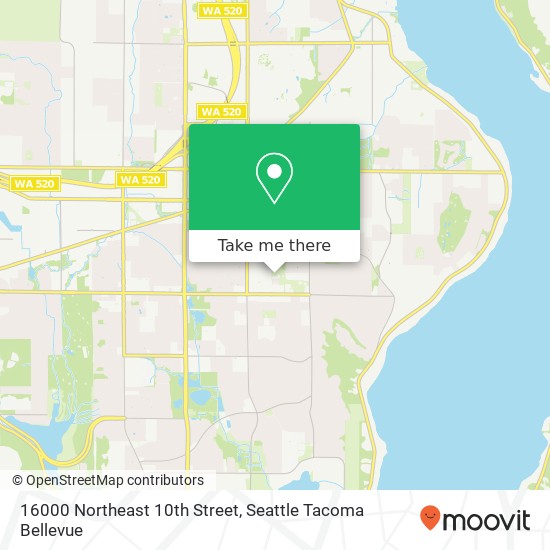 Mapa de 16000 Northeast 10th Street, 16000 NE 10th St, Bellevue, WA 98008, USA