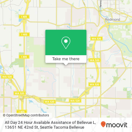 Mapa de All Day 24 Hour Available Assistance of Bellevue L, 13651 NE 42nd St