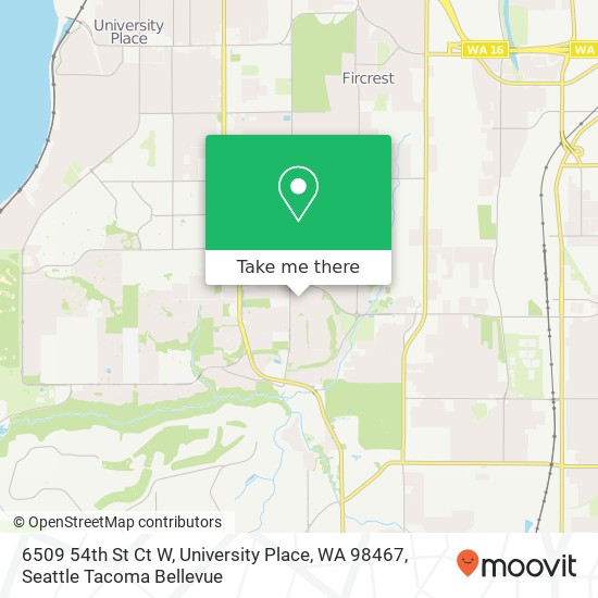 Mapa de 6509 54th St Ct W, University Place, WA 98467
