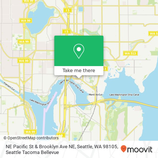 Mapa de NE Pacific St & Brooklyn Ave NE, Seattle, WA 98105