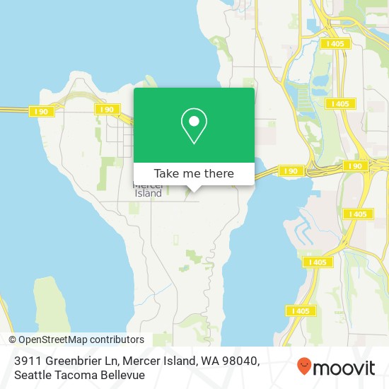 Mapa de 3911 Greenbrier Ln, Mercer Island, WA 98040