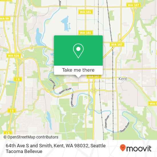 Mapa de 64th Ave S and Smith, Kent, WA 98032