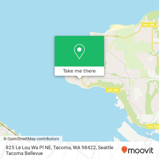 Mapa de 825 Le Lou Wa Pl NE, Tacoma, WA 98422