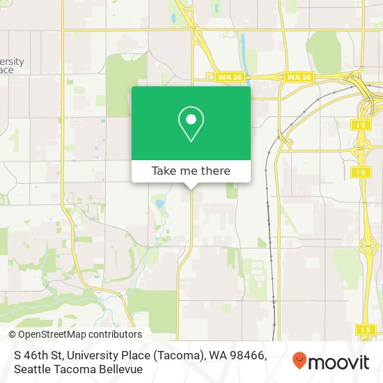 S 46th St, University Place (Tacoma), WA 98466 map