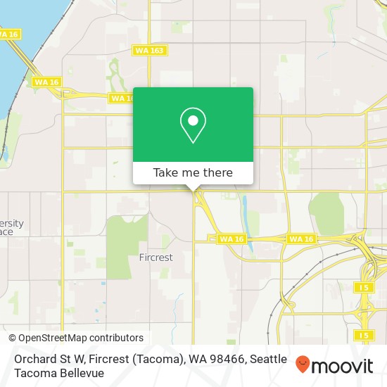 Mapa de Orchard St W, Fircrest (Tacoma), WA 98466