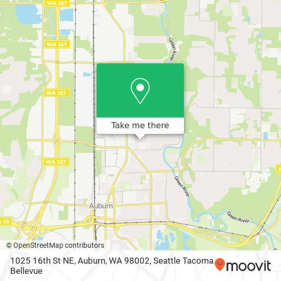 Mapa de 1025 16th St NE, Auburn, WA 98002