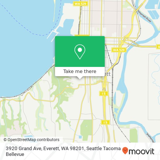 Mapa de 3920 Grand Ave, Everett, WA 98201