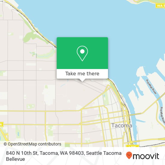 Mapa de 840 N 10th St, Tacoma, WA 98403