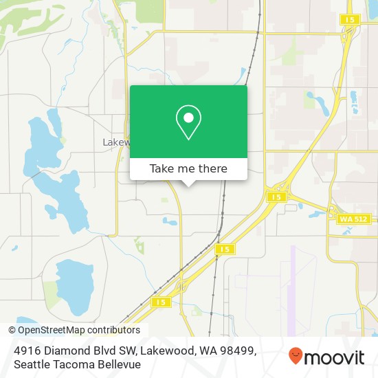 Mapa de 4916 Diamond Blvd SW, Lakewood, WA 98499