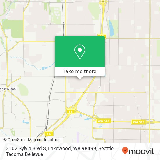 Mapa de 3102 Sylvia Blvd S, Lakewood, WA 98499