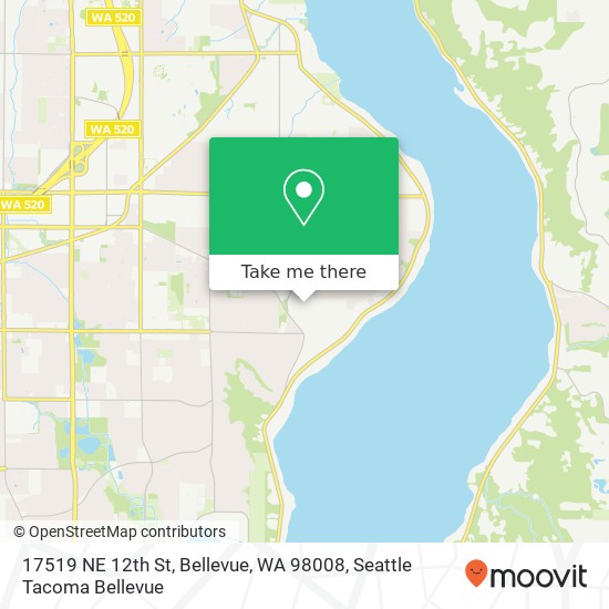 Mapa de 17519 NE 12th St, Bellevue, WA 98008