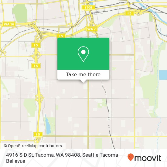 Mapa de 4916 S D St, Tacoma, WA 98408