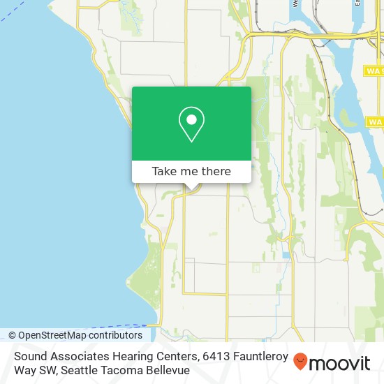 Sound Associates Hearing Centers, 6413 Fauntleroy Way SW map