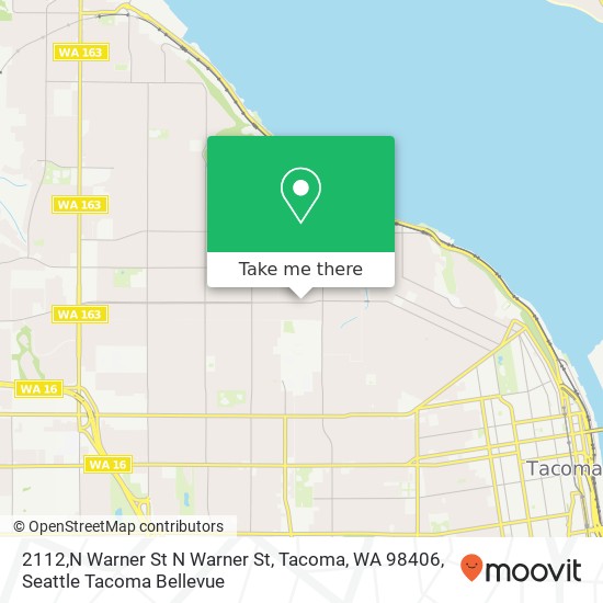 Mapa de 2112,N Warner St N Warner St, Tacoma, WA 98406