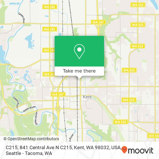 Mapa de C215, 841 Central Ave N C215, Kent, WA 98032, USA