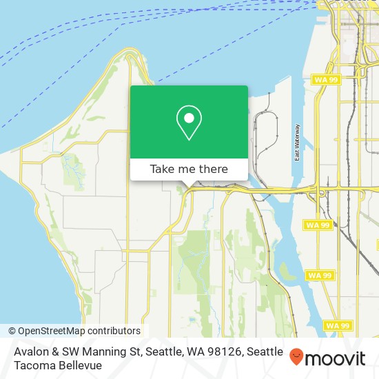 Mapa de Avalon & SW Manning St, Seattle, WA 98126