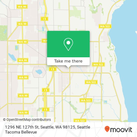 Mapa de 1296 NE 127th St, Seattle, WA 98125