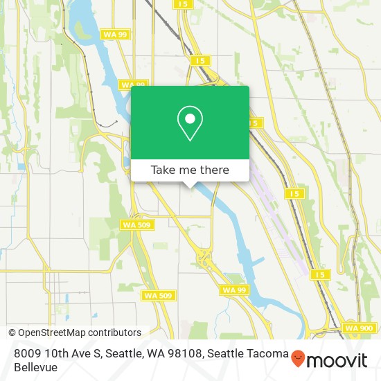 Mapa de 8009 10th Ave S, Seattle, WA 98108
