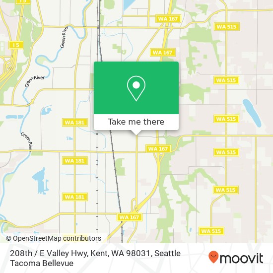 208th / E Valley Hwy, Kent, WA 98031 map